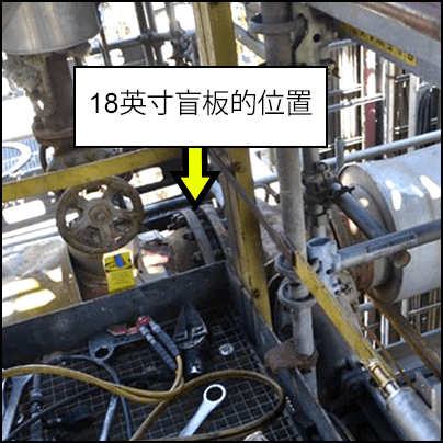 固定在火炬分離罐上的18英寸盲板