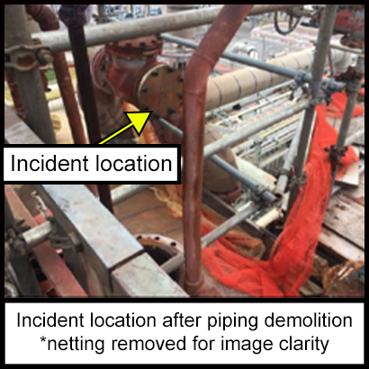 Steam condensate piping with a corroded pin hole